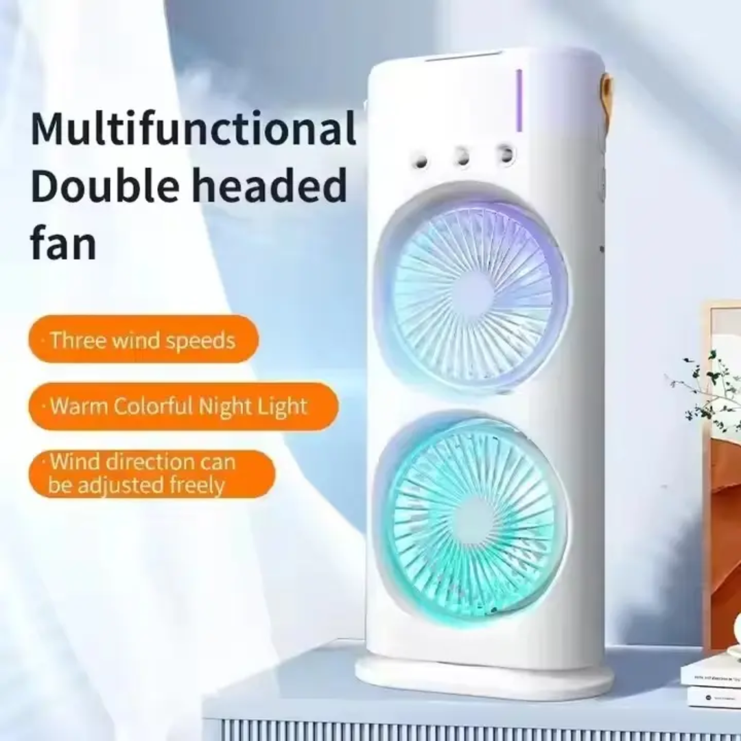 Water Mist Portable Air Cooler Fan With Remote Control Colorful LED Light USB Powered Mini Travel Friendly Fan