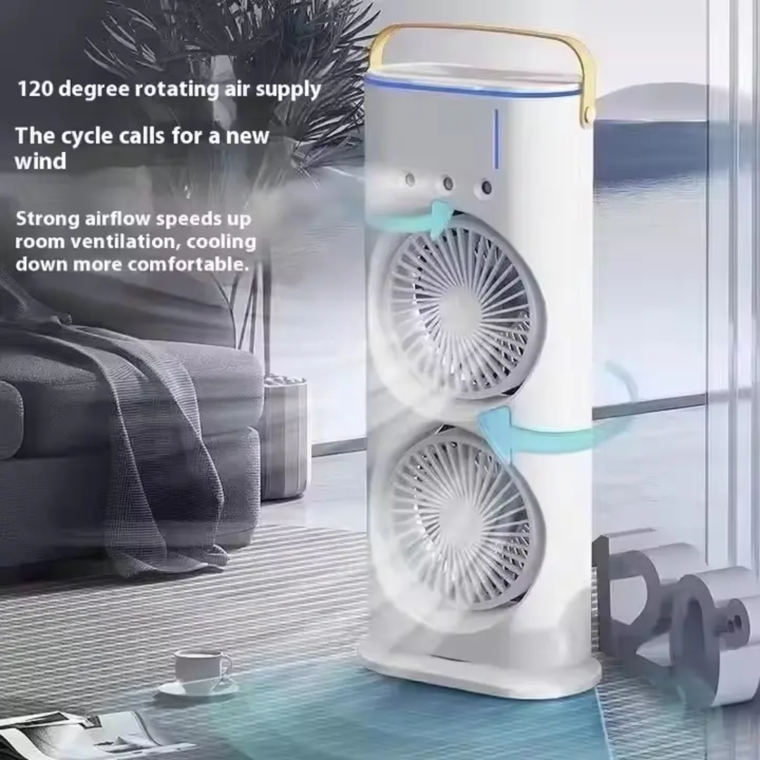 Water Mist Portable Air Cooler Fan With Remote Control Colorful LED Light USB Powered Mini Travel Friendly Fan