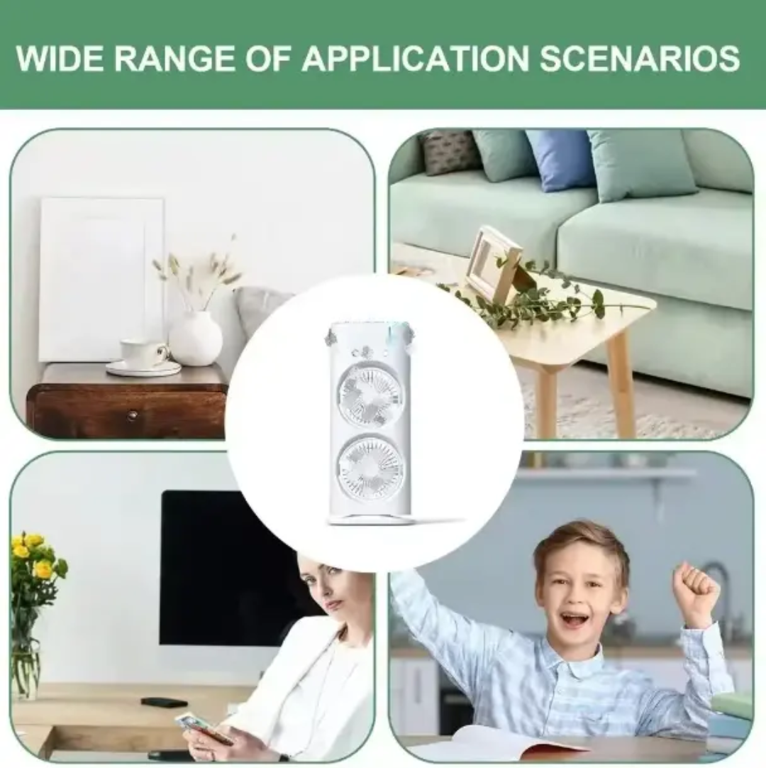 Water Mist Portable Air Cooler Fan With Remote Control Colorful LED Light USB Powered Mini Travel Friendly Fan