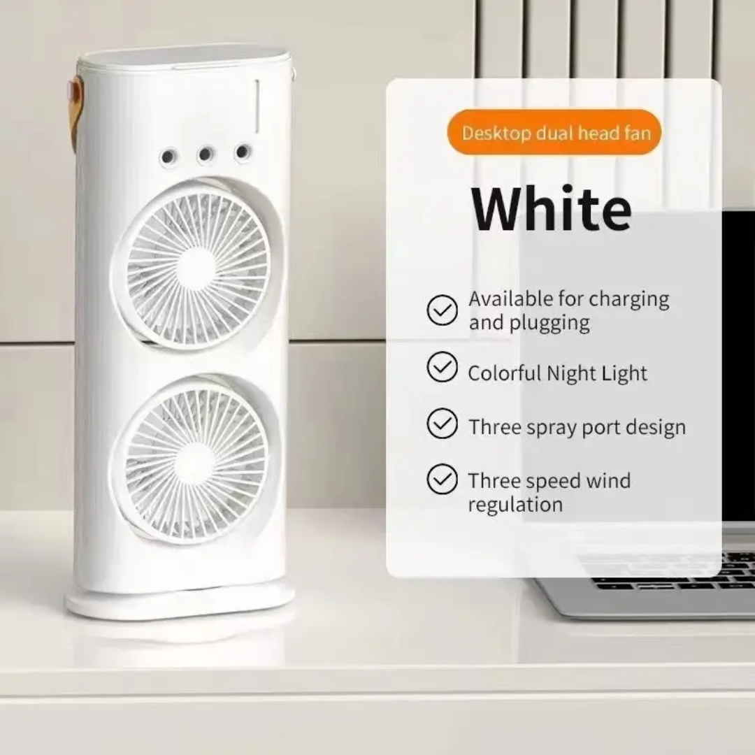 Water Mist Portable Air Cooler Fan With Remote Control Colorful LED Light USB Powered Mini Travel Friendly Fan