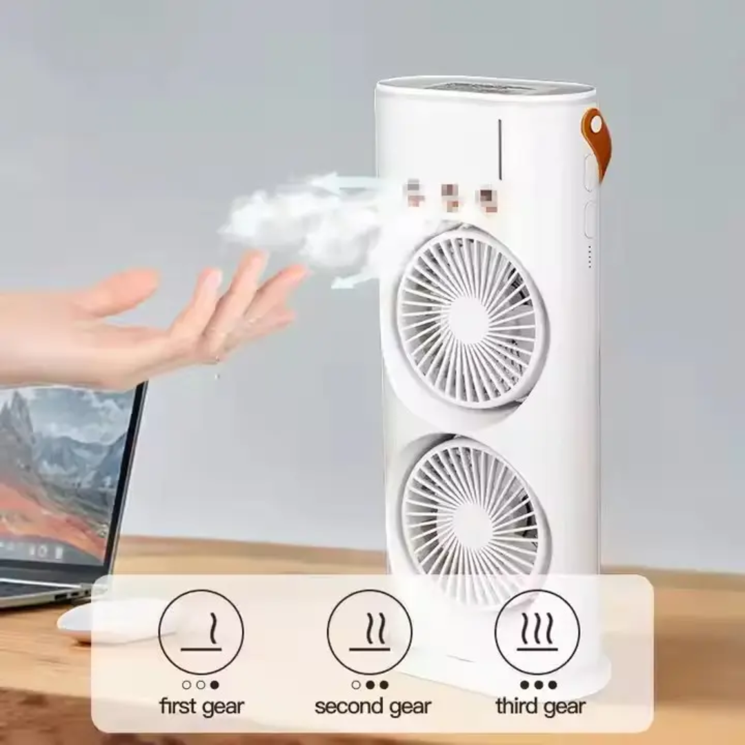Water Mist Portable Air Cooler Fan With Remote Control Colorful LED Light USB Powered Mini Travel Friendly Fan