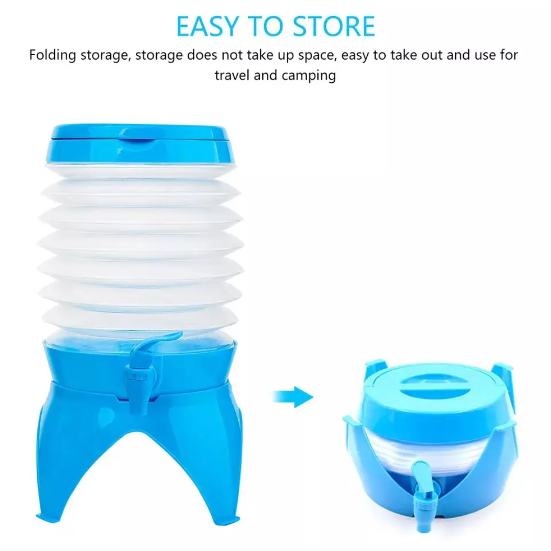 5.5 Liter Portable Recyclable Plastic Liquid Foldable Storage Beverage Dispenser With Faucet Lid And Handle