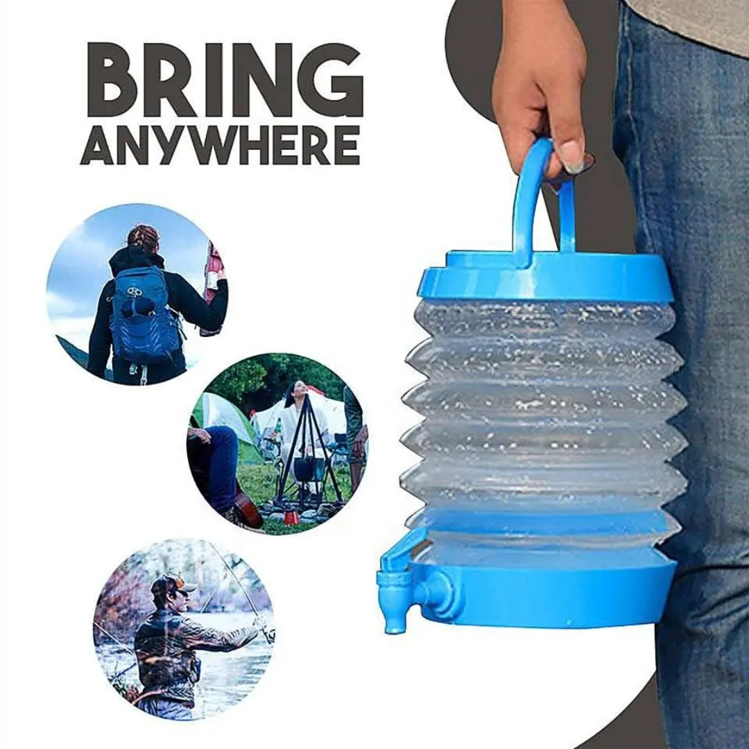 5.5 Liter Portable Recyclable Plastic Liquid Foldable Storage Beverage Dispenser With Faucet Lid And Handle