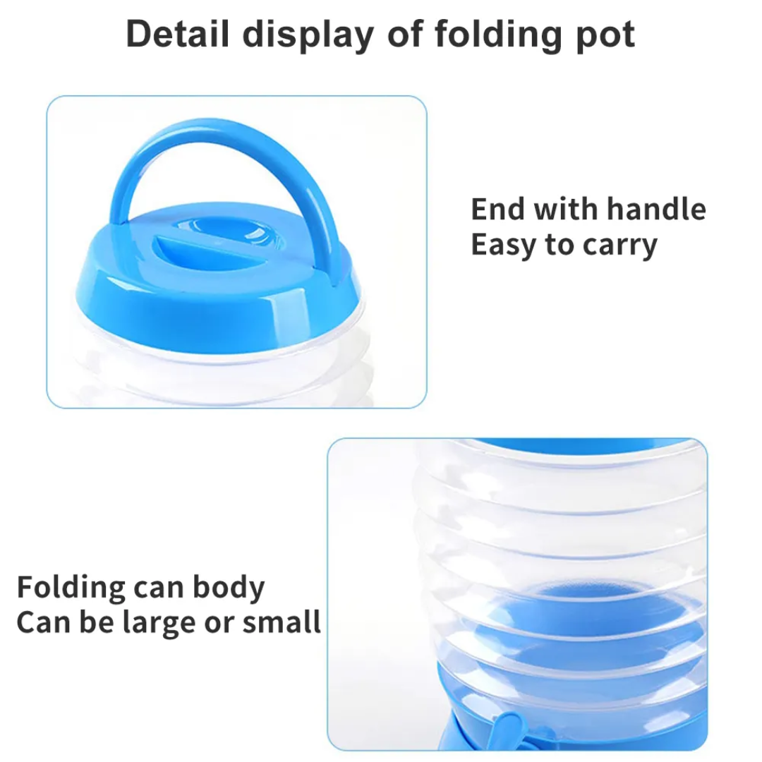 5.5 Liter Portable Recyclable Plastic Liquid Foldable Storage Beverage Dispenser With Faucet Lid And Handle