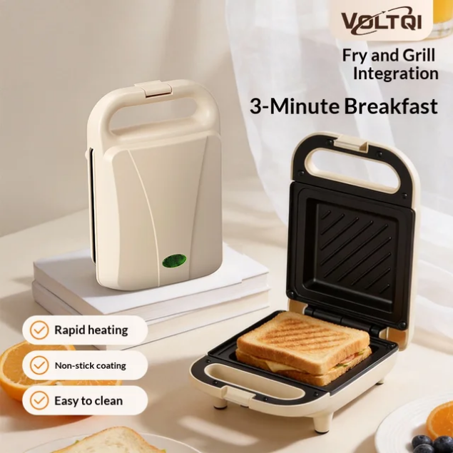 Multifunctional High Power Mini Waffle Maker Compact Non-Stick Coating High Quality Electric Sandwich Maker