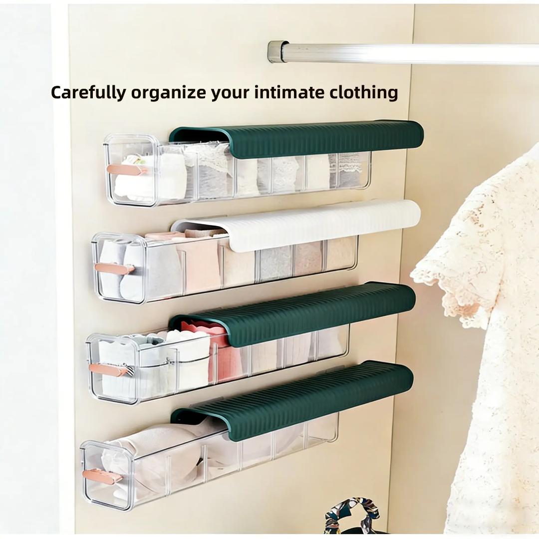 2 pcs Undergarment Organizer Transparent Partition Portable Underwear Socks Storage Box