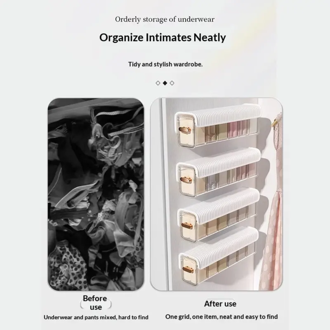 2 pcs Undergarment Organizer Transparent Partition Portable Underwear Socks Storage Box