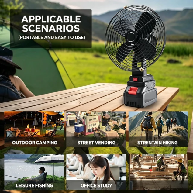 High Quality Cordless 96 Volt Lithium Battery Rechargeable Portable Full Metal Body Battery Fan