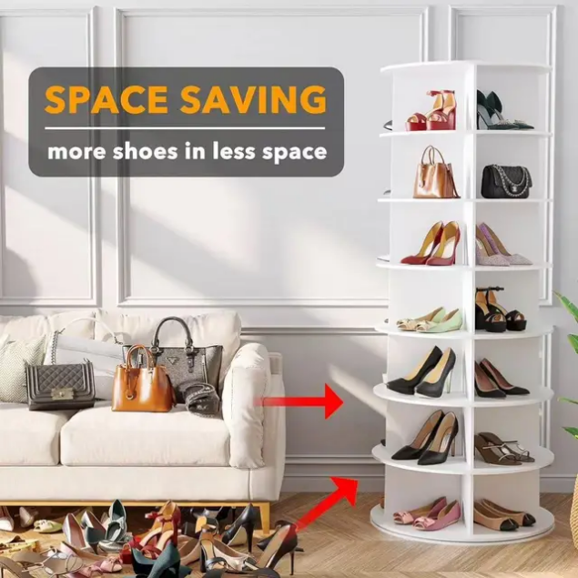 5 Layer 360 Degree Rotating Shoes Bag Organizer Multi Layer Display Rack