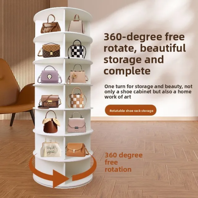 5 Layer 360 Degree Rotating Shoes Bag Organizer Multi Layer Display Rack