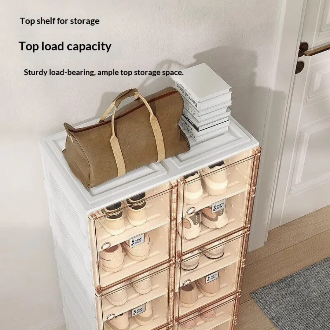 Portable ABS Material Original Myai Box Shoe Rack Foldable Stacking Storage Cabinet Moisture proof & Dustproof with Transparent Magnetic Door
