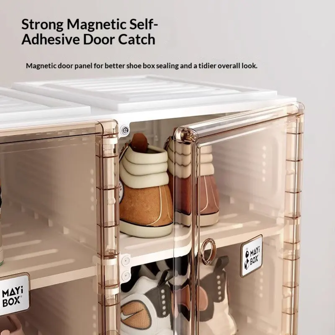 Portable ABS Material Original Myai Box Shoe Rack Foldable Stacking Storage Cabinet Moisture proof & Dustproof with Transparent Magnetic Door