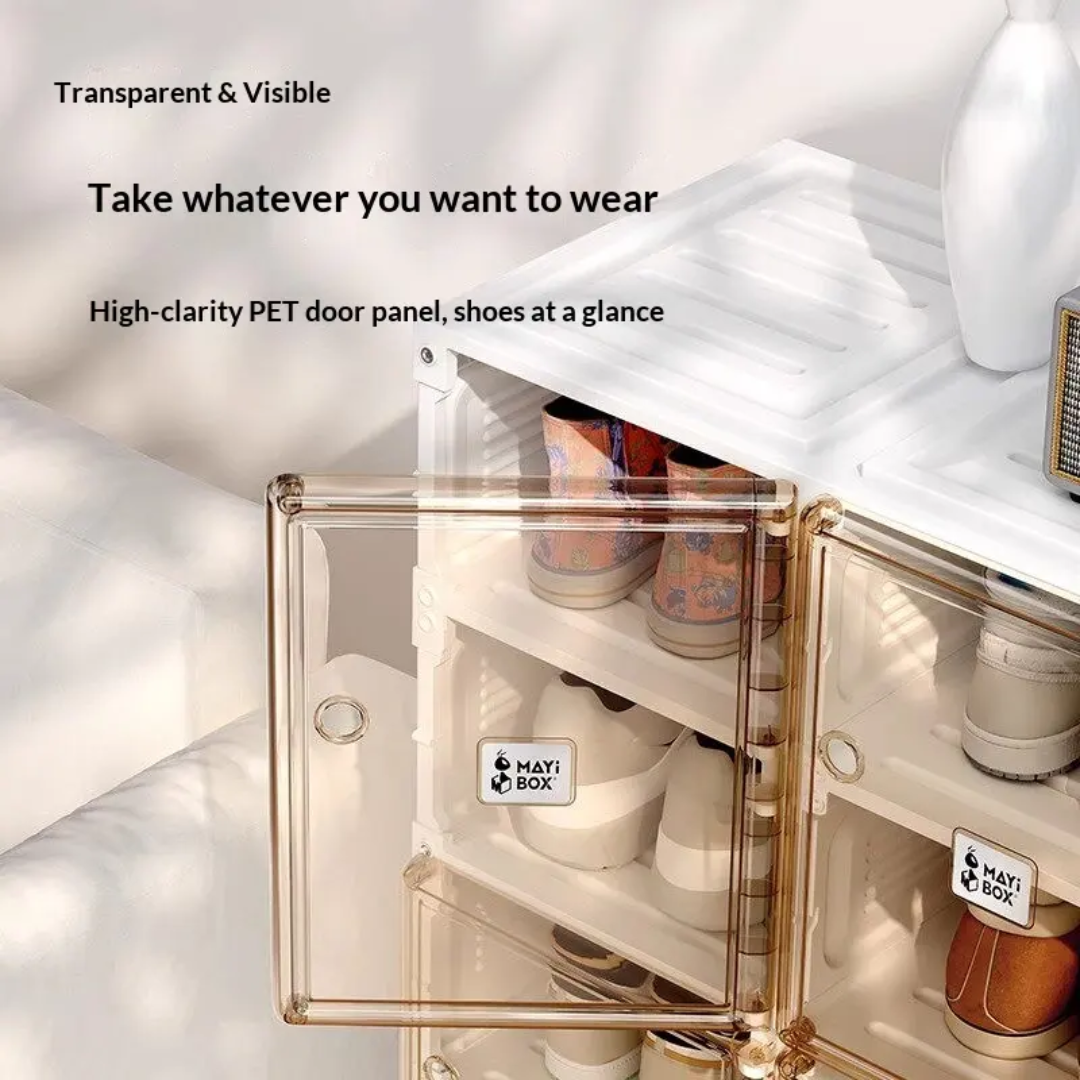 Portable ABS Material Original Myai Box Shoe Rack Foldable Stacking Storage Cabinet Moisture proof & Dustproof with Transparent Magnetic Door
