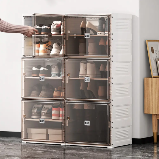 Portable ABS Material Original Myai Box Shoe Rack Foldable Stacking Storage Cabinet Moisture proof & Dustproof with Transparent Magnetic Door