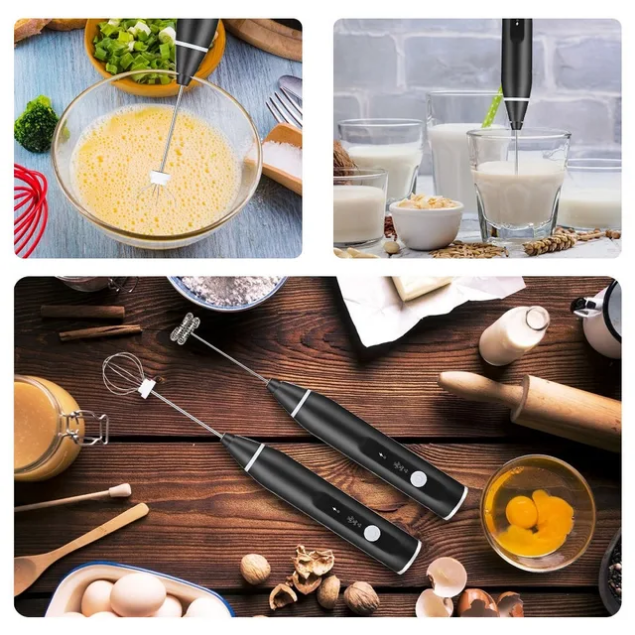2 in 1 Milk Frother USB Rechargeable Stainless Still Handheld Multi Functional Mini Blender