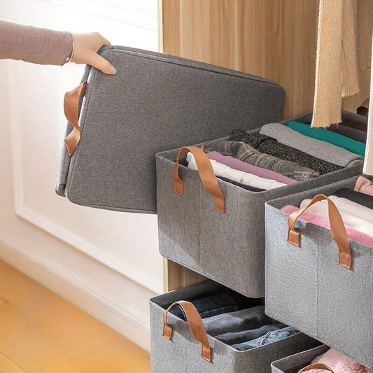 3 Pieces Set Modern Rectangle Foldable Drawer Foldable Wardrobe Storage Organizer Fabric Storage And Display Boxes Latest PP Board Steel Frame Design 3D Fabric Material