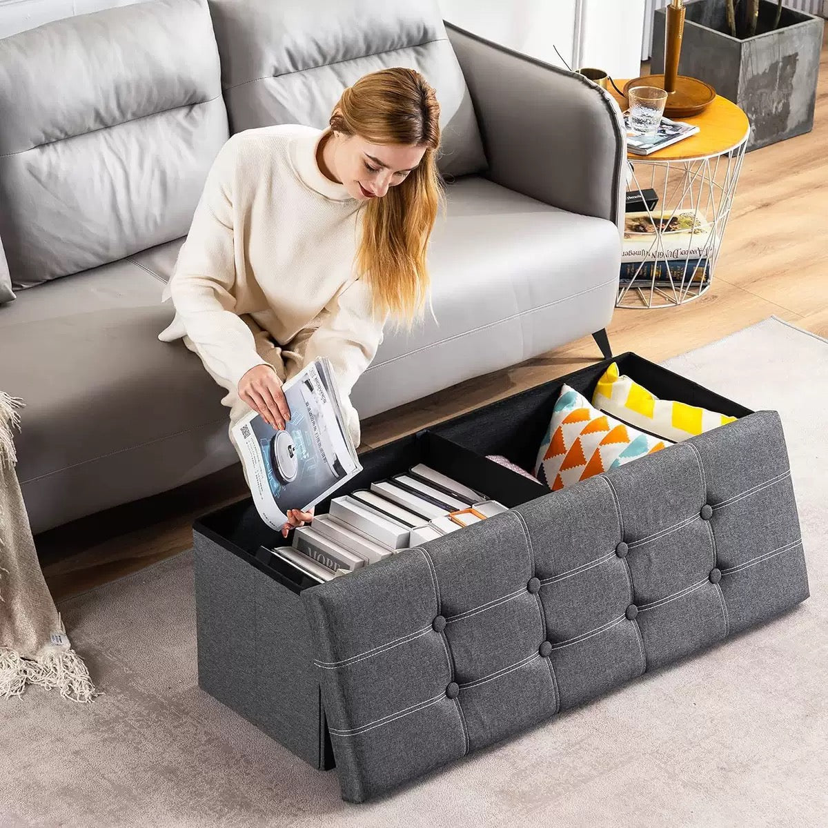 2-in-1 Storage Bench – Hidden Ottoman Chest | Shoe Bench for Home | स्टोरेज बेन्च नेपाल