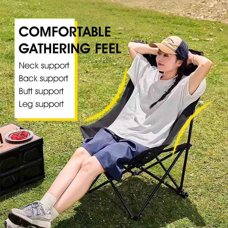 Portable Folding Moon Chair Camping chair Outdoor Beach chair Fishing stool wild Table Chair High Back Adjustable Seat Camping Gear