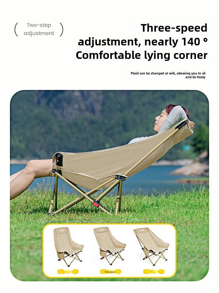 Portable Folding Moon Chair Camping chair Outdoor Beach chair Fishing stool wild Table Chair High Back Adjustable Seat Camping Gear