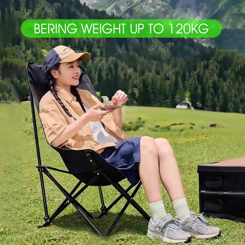 Portable Folding Moon Chair Camping chair Outdoor Beach chair Fishing stool wild Table Chair High Back Adjustable Seat Camping Gear