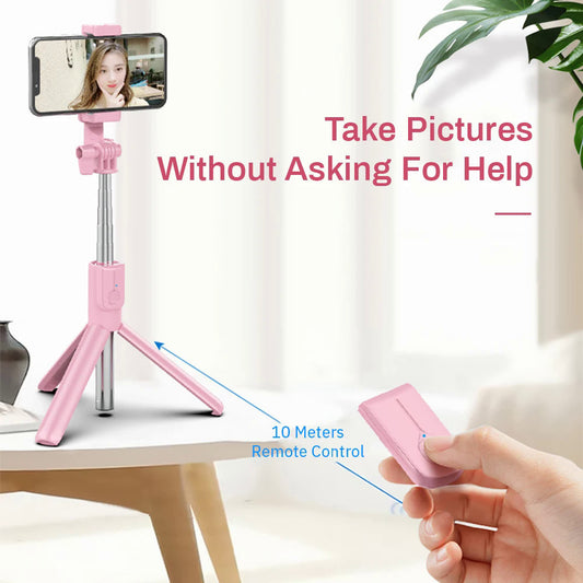 6 in 1 Integrated Rechargeable Selfie Stick, Mobile with Fill Light Streaming Stand Handheld Photo Stick Tripod Along with LED Lights ,Wireless Remote