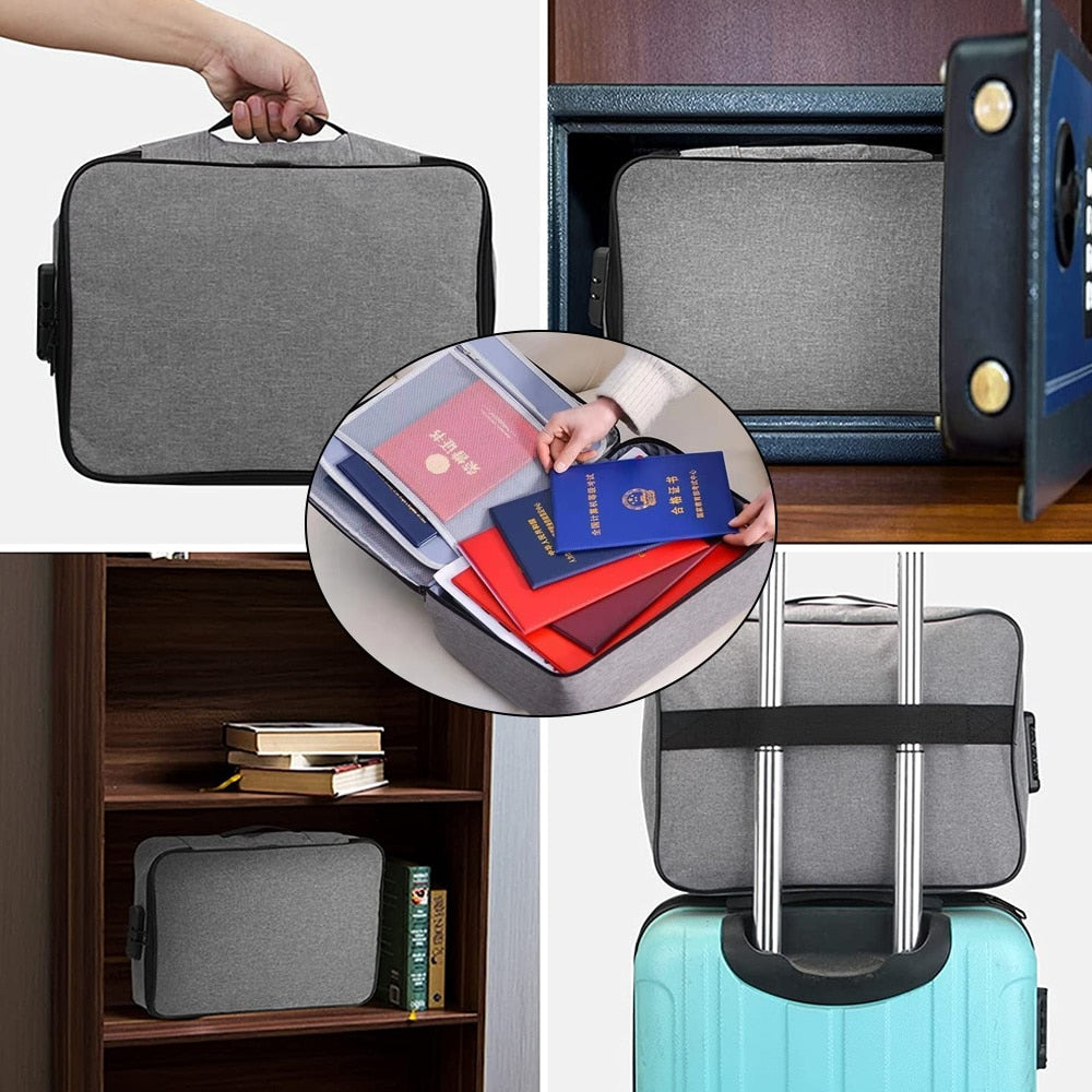 Portable Waterproof 3 Layers Document Storage Management Bag with Lock System For Travel Office Home Use Filing Products
