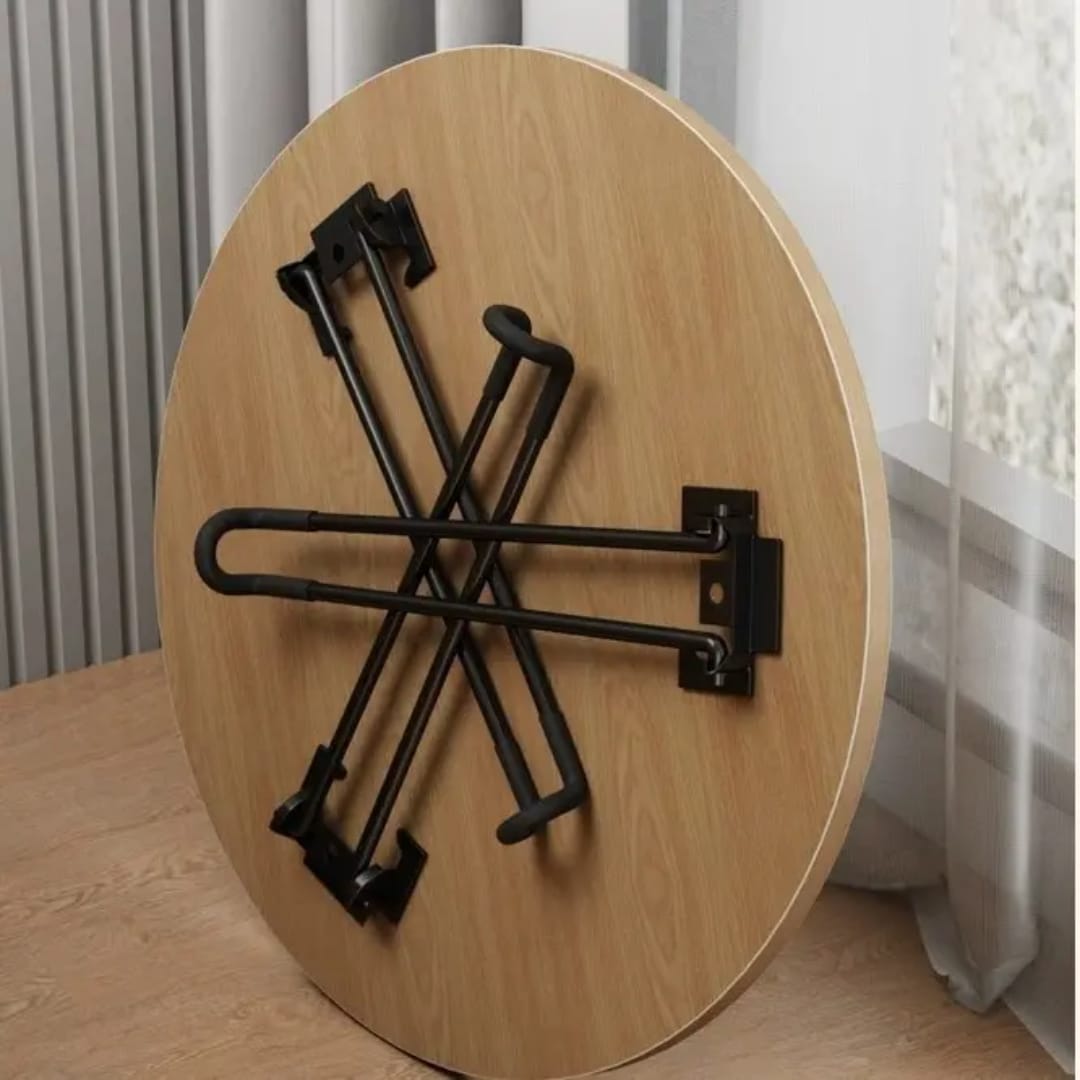 Space Saving Round And Square Shape Wooden Bamboo Foldable Portable 3 Stand Tea Table