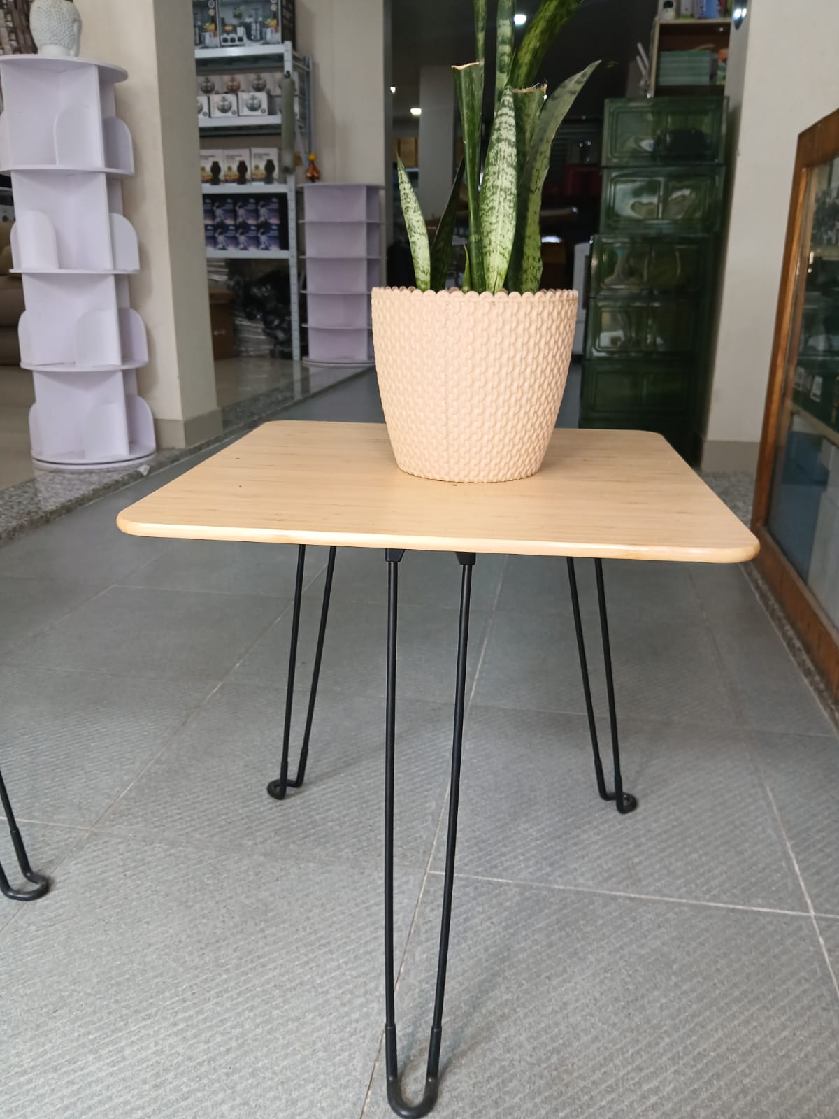 Space Saving Round And Square Shape Wooden Bamboo Foldable Portable 3 Stand Tea Table