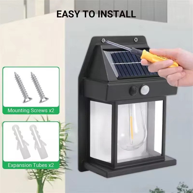 Solar Wall Lights Outdoor 10 Lumen Solar Powered Solar Light Tungsten Filament Lamp Outdoor Warm Lighting Waterproof