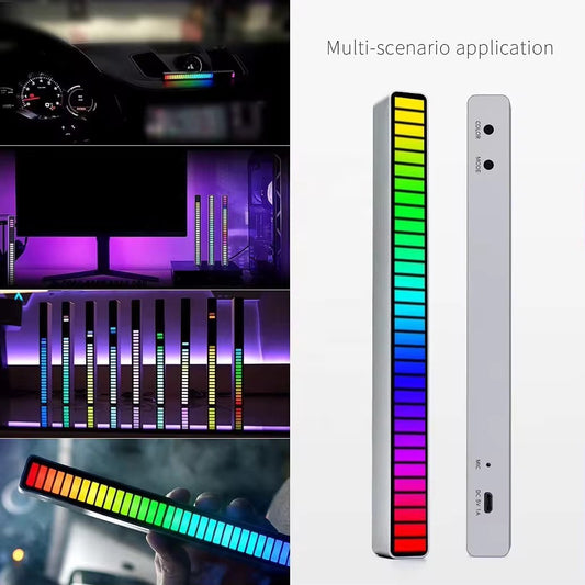 Battery and USB Powered 32 Bit LED Sound Control Pickup Music Rhythm light,Rhythm Recognition Light Rgb Audio LED Bar