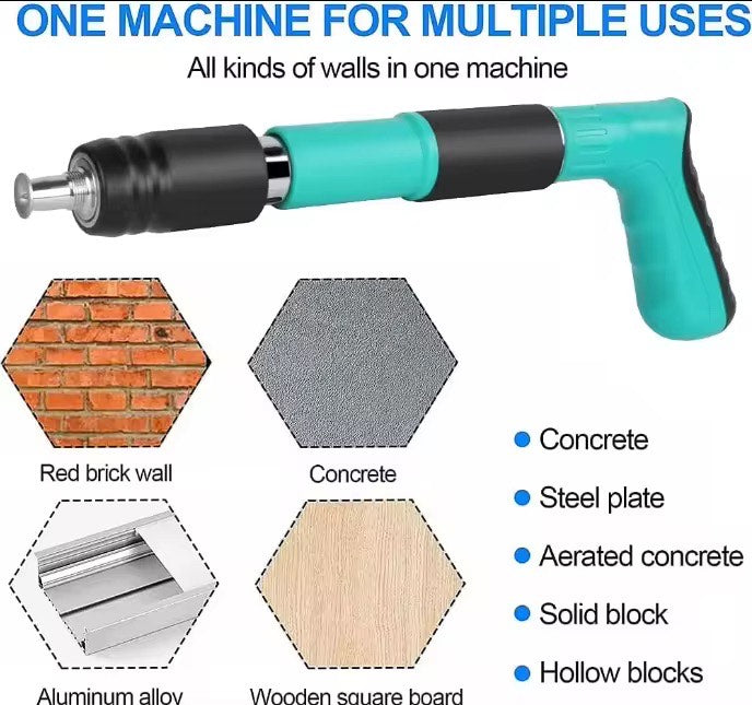 Nail Tool With 100pcs Nails Adjustable Manual Air Stapler Steel Concrete Riveting Tool For Wall Fastening Wire Slotting