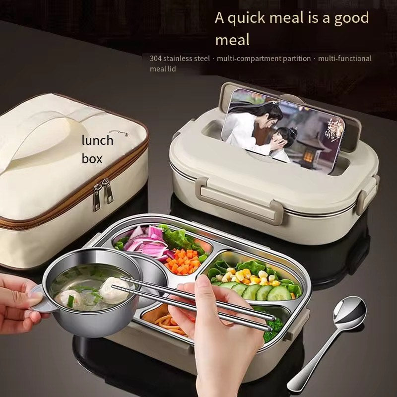 Leakproof Portable High Quality with Large Capacity Lunch Case Food Container Stainless Steel Bento Lunch Box With Cutlery Thermal Bag