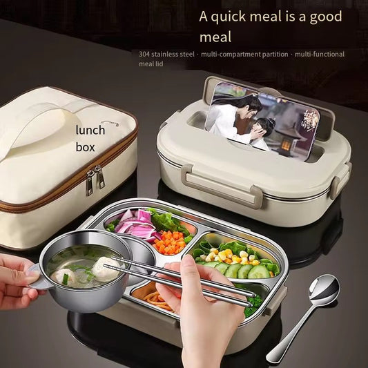 Leakproof Portable High Quality with Large Capacity Lunch Case Food Container Stainless Steel Bento Lunch Box With Cutlery Thermal Bag