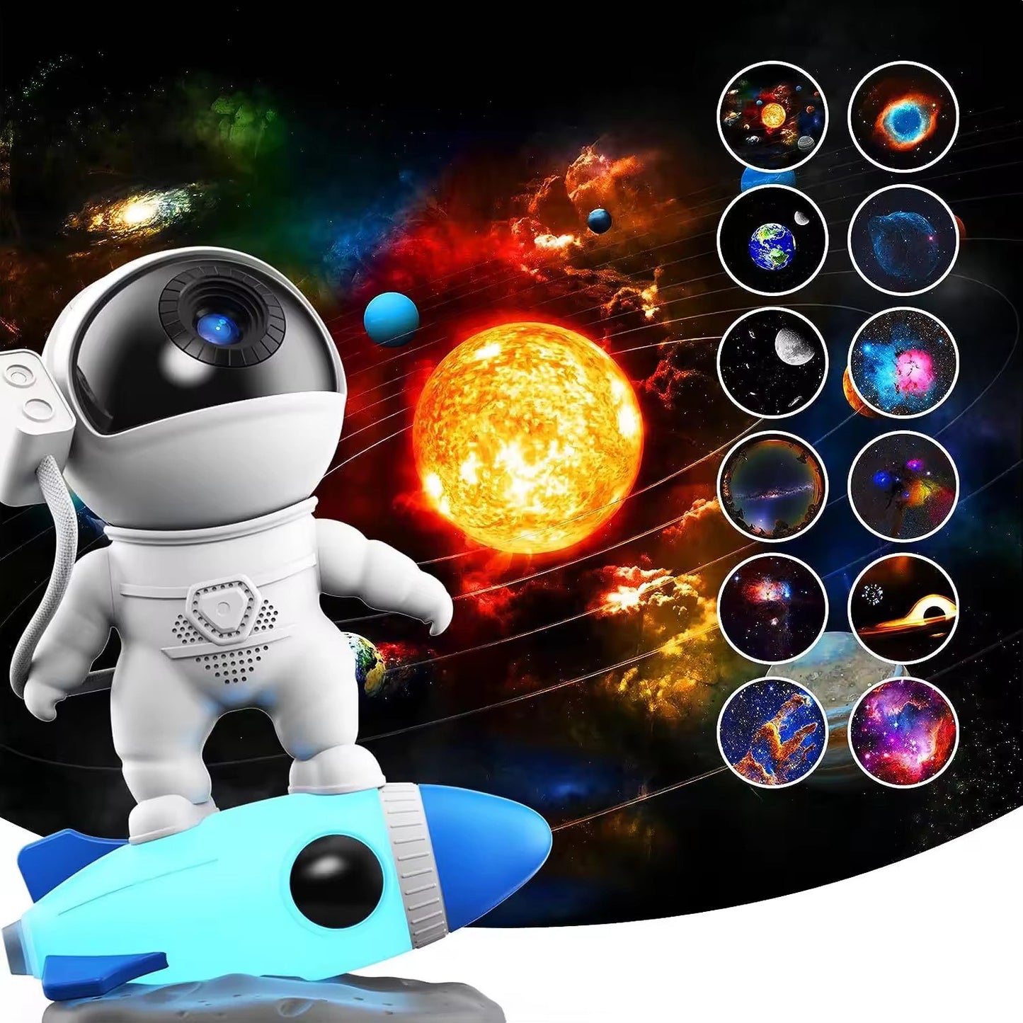 13 HD Cosmic Scenes Astronaut Galaxy Projector 4K Realistic Star Projection 360 RotationAdjustable ,Star Projection For Bedroom ,Night Light for Kids Adults Room/Party/Home Decor and For Gifts