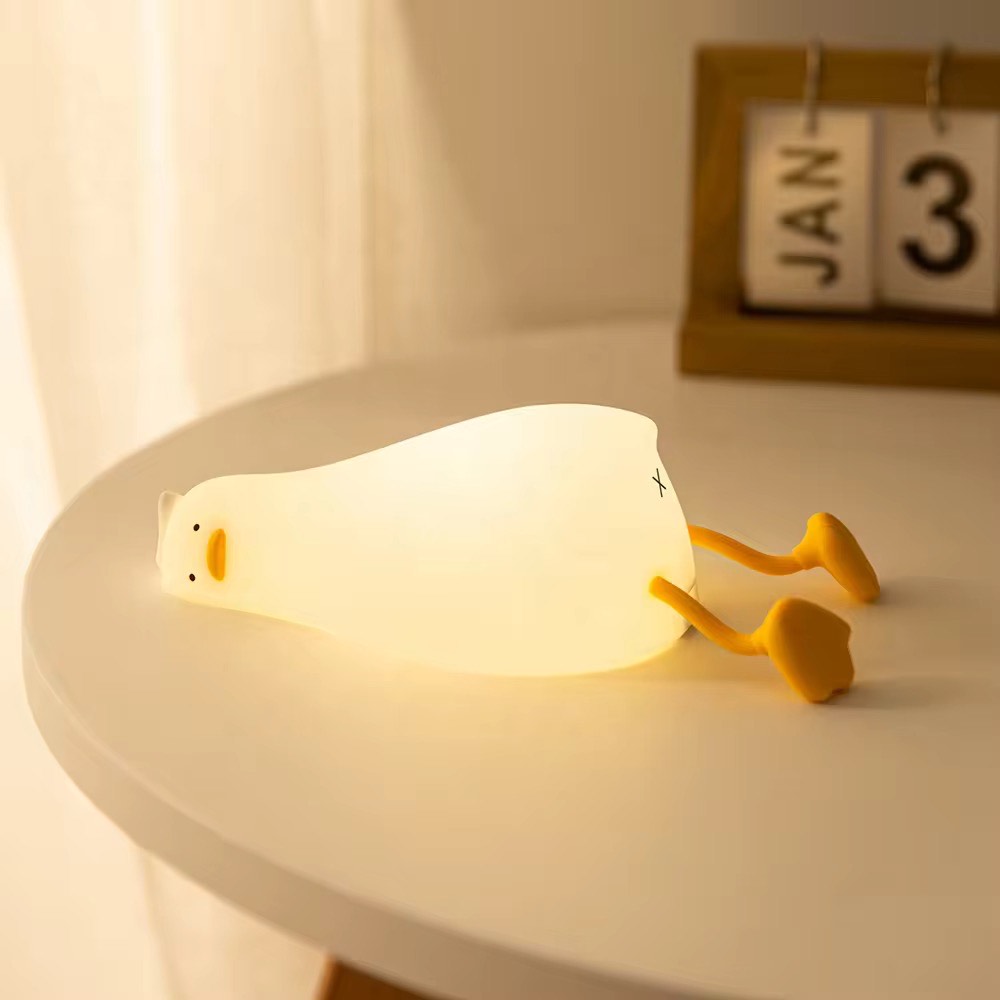 USB Rechargeable Mini Duck Nightlight Patting Switch Children Kid Bedroom Bedside Lamp Table Lamp Decoration For Birthday Gift
