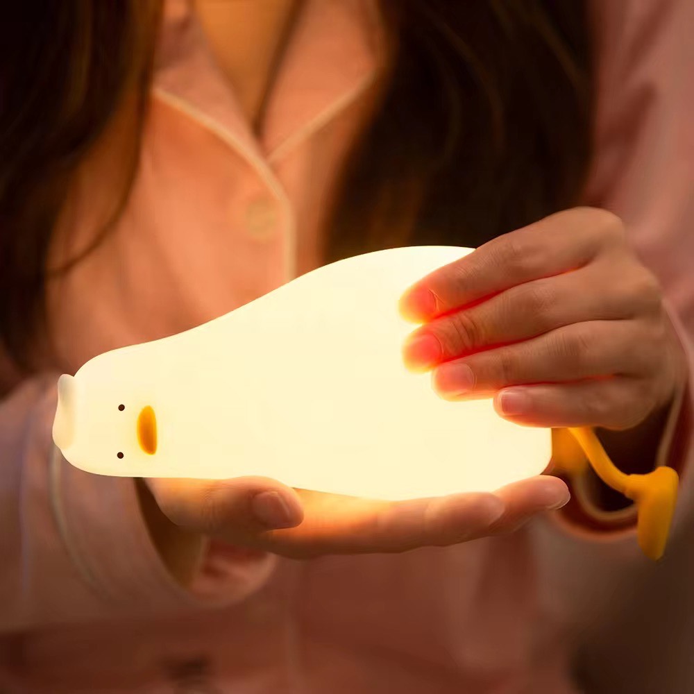 USB Rechargeable Mini Duck Nightlight Patting Switch Children Kid Bedroom Bedside Lamp Table Lamp Decoration For Birthday Gift