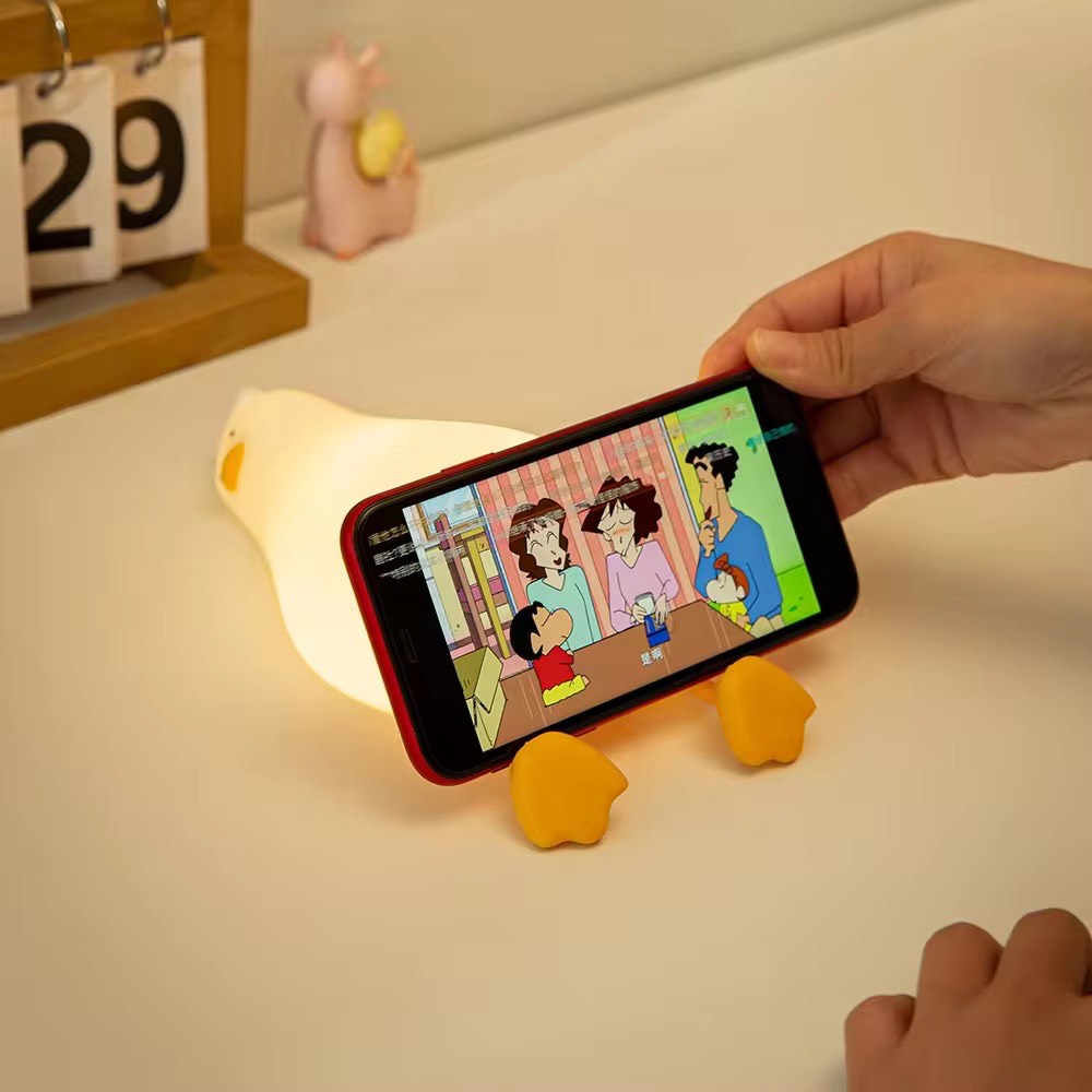 USB Rechargeable Mini Duck Nightlight Patting Switch Children Kid Bedroom Bedside Lamp Table Lamp Decoration For Birthday Gift