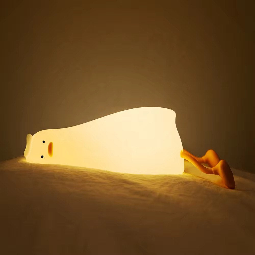 USB Rechargeable Mini Duck Nightlight Patting Switch Children Kid Bedroom Bedside Lamp Table Lamp Decoration For Birthday Gift