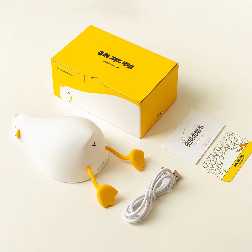 USB Rechargeable Mini Duck Nightlight Patting Switch Children Kid Bedroom Bedside Lamp Table Lamp Decoration For Birthday Gift