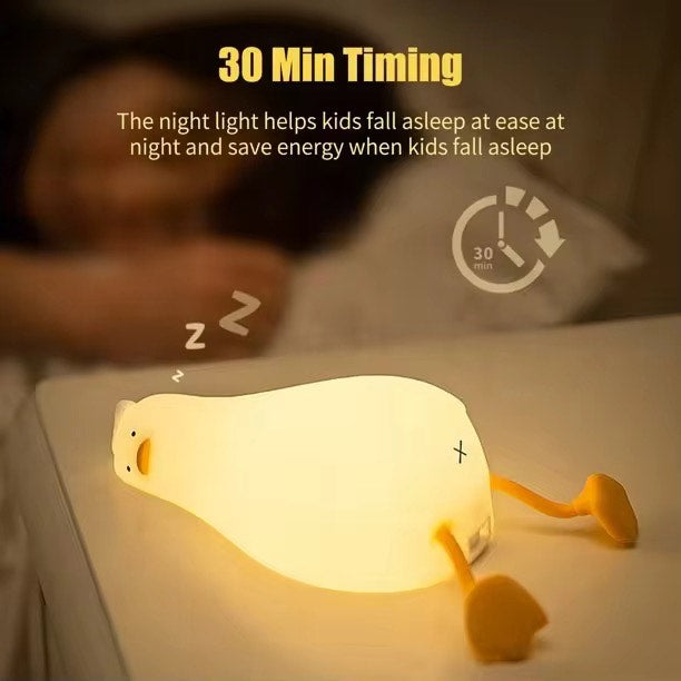 USB Rechargeable Mini Duck Nightlight Patting Switch Children Kid Bedroom Bedside Lamp Table Lamp Decoration For Birthday Gift