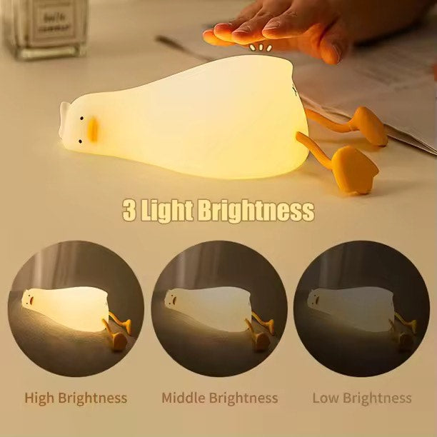 USB Rechargeable Mini Duck Nightlight Patting Switch Children Kid Bedroom Bedside Lamp Table Lamp Decoration For Birthday Gift