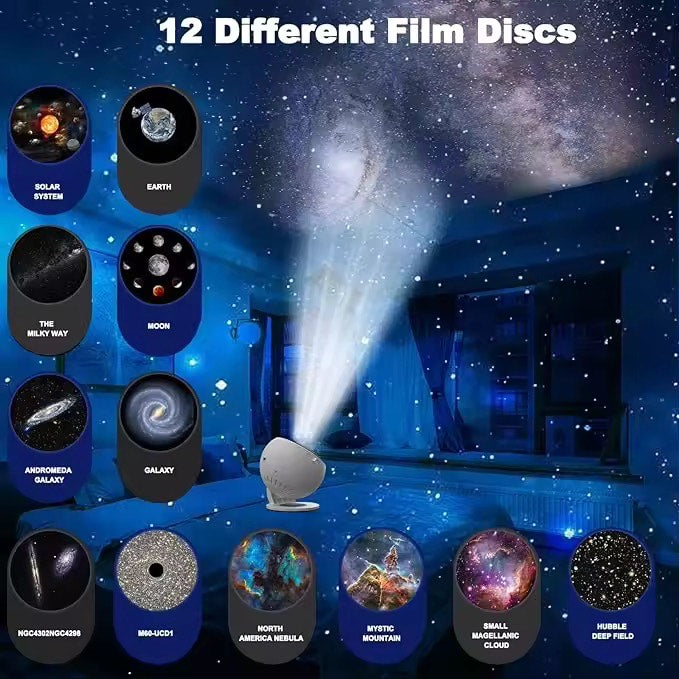 12 Constellation Modes in 1 Rotating Nebula Projector Bedroom Decor LED Star Galaxy Night Sky Ceiling decoration Light