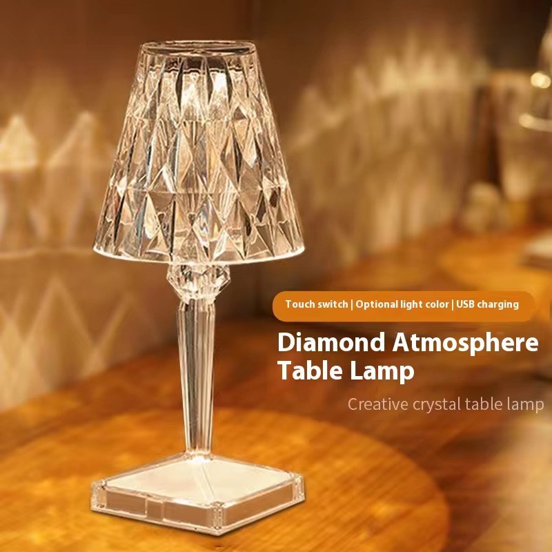 Transparent Acrylic Simulated Wire Controlled Glass Atmosphere LED electronic Night Light Table Lamp Candle Light Projection
