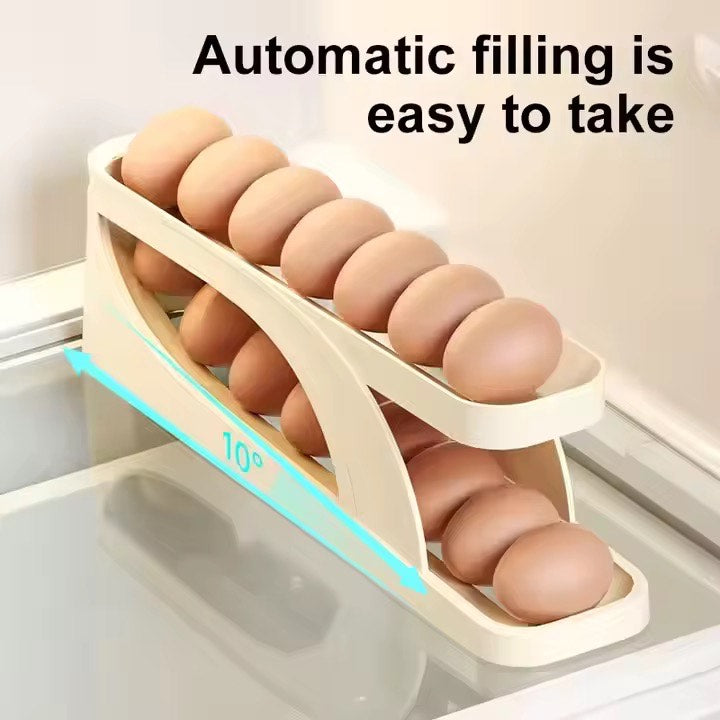 Foldable 2 Tiers Automatic Rolling Chicken Egg Rolling Organizer Holder For Fridge Dispenser Container Storage Box Refrigerator