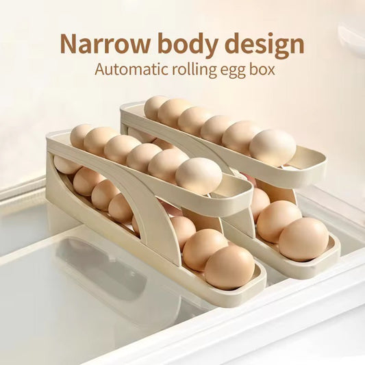 Foldable 2 Tiers Automatic Rolling Chicken Egg Rolling Organizer Holder For Fridge Dispenser Container Storage Box Refrigerator