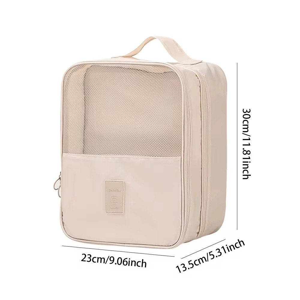 Portable 3-Layer Travel Shoe Organizer Bag with Dustproof and Anti-Mold Protection Foldable Shoes Pouches For Suitcase Portable with Zipper Closure