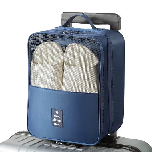 Portable 3-Layer Travel Shoe Organizer Bag with Dustproof and Anti-Mold Protection Foldable Shoes Pouches For Suitcase Portable with Zipper Closure