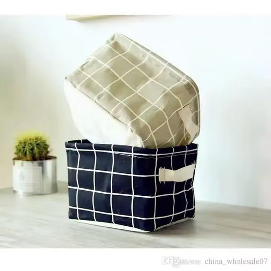 Small Foldable Linen Desktop Storage Box Waterproof Toy Sundries Storage Basket Cosmetic Underwear Office Organizer