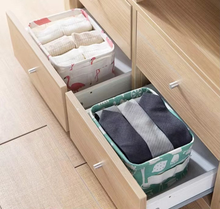Small Foldable Linen Desktop Storage Box Waterproof Toy Sundries Storage Basket Cosmetic Underwear Office Organizer