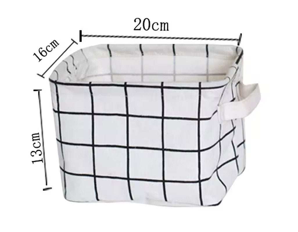 Small Foldable Linen Desktop Storage Box Waterproof Toy Sundries Storage Basket Cosmetic Underwear Office Organizer